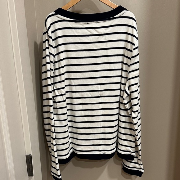 Talbots Navy and White Striped Cardigan - Picture 4 of 4